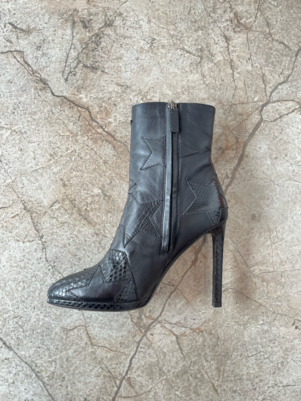Roberto Cavalli FW 2016 Star Patchwork Snakeskin Leather Suede Ankle Boots - Picture 5 of 11
